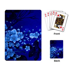 Floral Design, Cherry Blossom Blue Colors Playing Card by FantasyWorld7