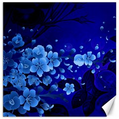 Floral Design, Cherry Blossom Blue Colors Canvas 12  X 12   by FantasyWorld7