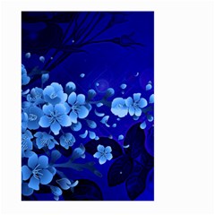 Floral Design, Cherry Blossom Blue Colors Large Garden Flag (two Sides) by FantasyWorld7