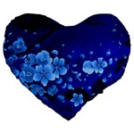 Floral Design, Cherry Blossom Blue Colors Large 19  Premium Heart Shape Cushions Front