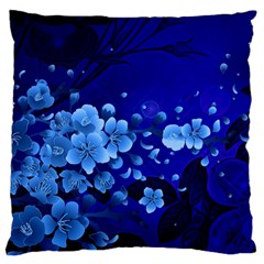 Floral Design, Cherry Blossom Blue Colors Standard Flano Cushion Case (two Sides) by FantasyWorld7