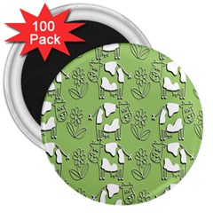 Cow Flower Pattern Wallpaper 3  Magnets (100 Pack)