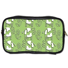 Cow Flower Pattern Wallpaper Toiletries Bags by Nexatart