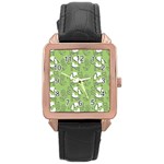 Cow Flower Pattern Wallpaper Rose Gold Leather Watch  Front