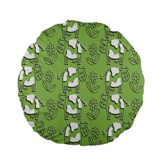 Cow Flower Pattern Wallpaper Standard 15  Premium Flano Round Cushions