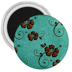 Chocolate Background Floral Pattern 3  Magnets