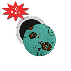 Chocolate Background Floral Pattern 1.75  Magnets (10 pack) 