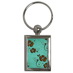 Chocolate Background Floral Pattern Key Chains (Rectangle) 