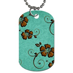 Chocolate Background Floral Pattern Dog Tag (One Side)