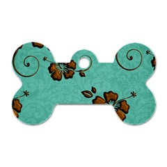 Chocolate Background Floral Pattern Dog Tag Bone (One Side)