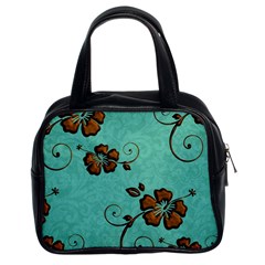 Chocolate Background Floral Pattern Classic Handbags (2 Sides)