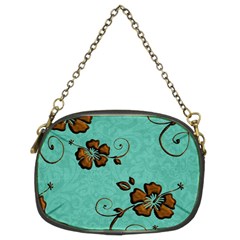 Chocolate Background Floral Pattern Chain Purses (Two Sides) 