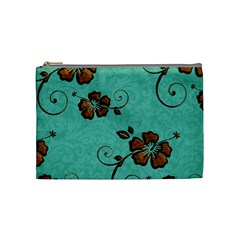 Chocolate Background Floral Pattern Cosmetic Bag (Medium) 