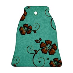 Chocolate Background Floral Pattern Bell Ornament (Two Sides)