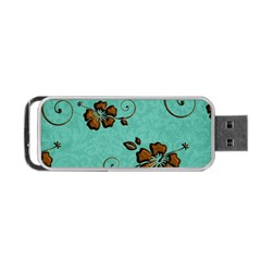 Chocolate Background Floral Pattern Portable USB Flash (One Side)