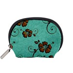 Chocolate Background Floral Pattern Accessory Pouches (Small)  Front