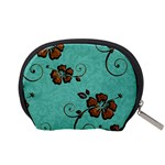 Chocolate Background Floral Pattern Accessory Pouches (Small)  Back