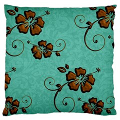 Chocolate Background Floral Pattern Large Flano Cushion Case (Two Sides)