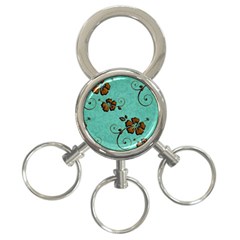 Chocolate Background Floral Pattern 3-ring Key Chains