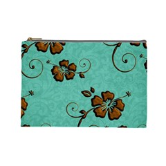 Chocolate Background Floral Pattern Cosmetic Bag (large)  by Nexatart