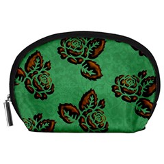 Chocolate Background Floral Pattern Accessory Pouches (large) 