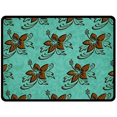 Chocolate Background Floral Pattern Double Sided Fleece Blanket (large) 