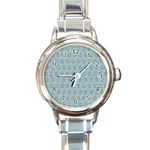 Texture Background Beige Grey Blue Round Italian Charm Watch Front