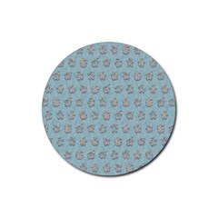 Texture Background Beige Grey Blue Rubber Round Coaster (4 Pack)  by Nexatart