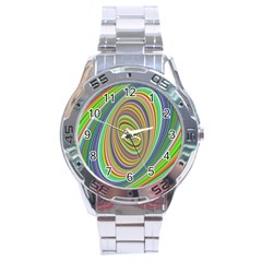 Ellipse Background Elliptical Stainless Steel Analogue Watch