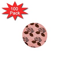 Chocolate Background Floral Pattern 1  Mini Buttons (100 Pack)  by Nexatart