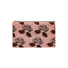 Chocolate Background Floral Pattern Cosmetic Bag (small) 