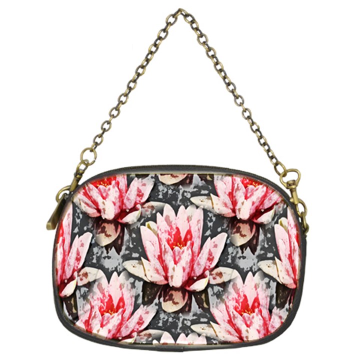 Water Lily Background Pattern Chain Purses (Two Sides) 