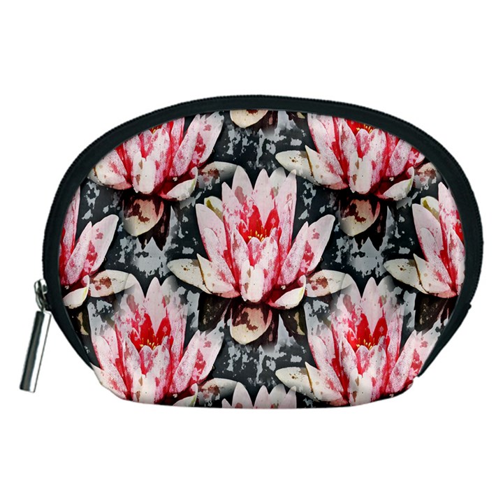 Water Lily Background Pattern Accessory Pouches (Medium) 