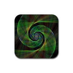 Green Spiral Fractal Wired Rubber Coaster (square)  by Nexatart