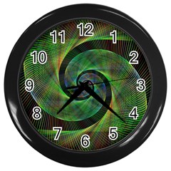 Green Spiral Fractal Wired Wall Clocks (black) by Nexatart