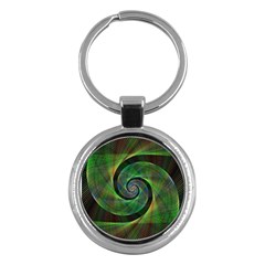 Green Spiral Fractal Wired Key Chains (round)  by Nexatart