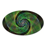 Green Spiral Fractal Wired Oval Magnet Front