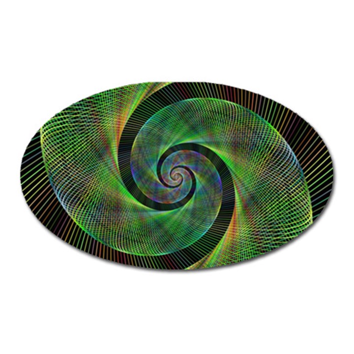 Green Spiral Fractal Wired Oval Magnet