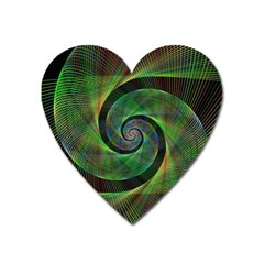 Green Spiral Fractal Wired Heart Magnet by Nexatart