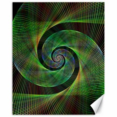 Green Spiral Fractal Wired Canvas 16  X 20  