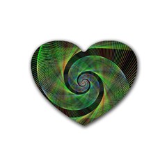 Green Spiral Fractal Wired Heart Coaster (4 Pack)  by Nexatart