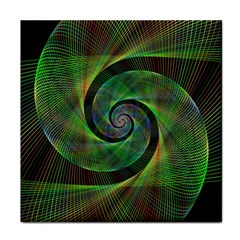 Green Spiral Fractal Wired Face Towel by Nexatart