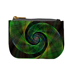 Green Spiral Fractal Wired Mini Coin Purses by Nexatart