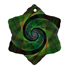 Green Spiral Fractal Wired Snowflake Ornament (two Sides) by Nexatart