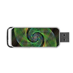 Green Spiral Fractal Wired Portable Usb Flash (one Side)