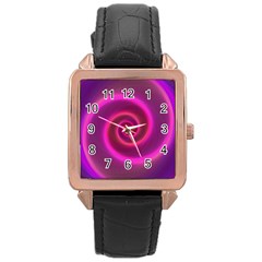 Pink Background Neon Neon Light Rose Gold Leather Watch 