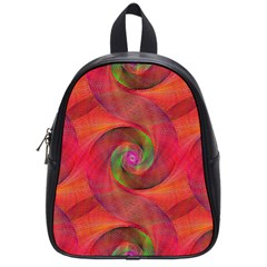 Red Spiral Swirl Pattern Seamless School Bag (small) by Nexatart