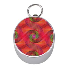 Red Spiral Swirl Pattern Seamless Mini Silver Compasses by Nexatart