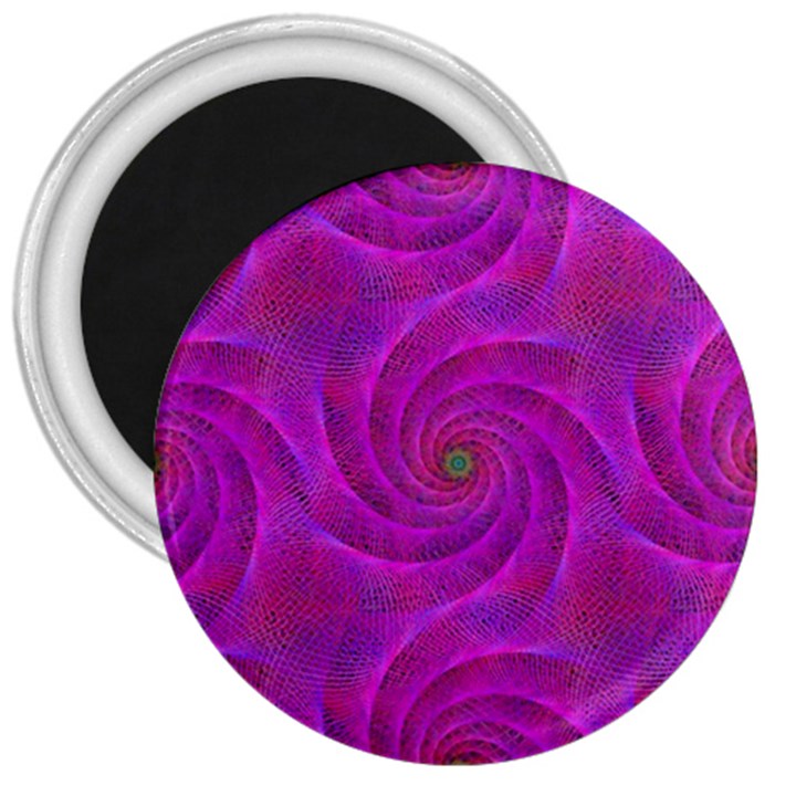 Pink Abstract Background Curl 3  Magnets