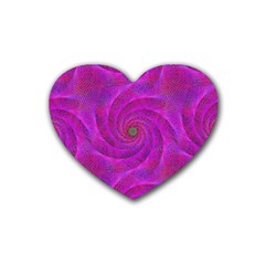 Pink Abstract Background Curl Heart Coaster (4 Pack)  by Nexatart